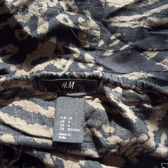 H&M Halter Neck Mini Dress - Black Beige Animal Print, 100% Cotton Size 4 - Picture 5 of 7
